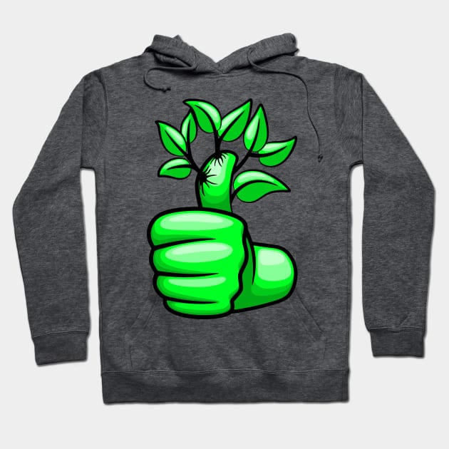 Green Hand Thumb Up and Leaves Ecological Icon Hoodie by BluedarkArt